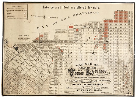 Map No. 6 of Salt Marsh and Tide Lands situated in … San Francisco, lithographed by G.T. Brown. Sold for $10,000.